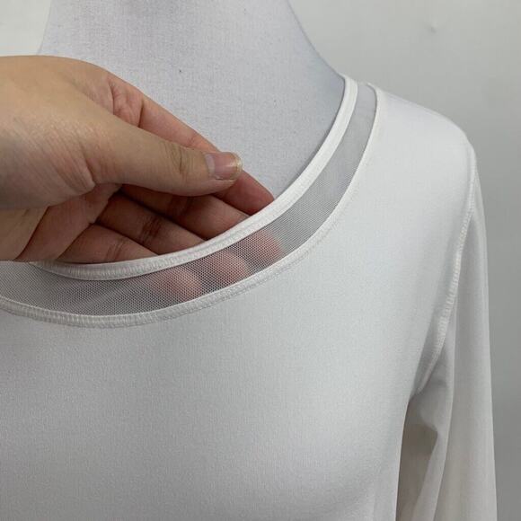 Golfino Shirt Womens L Large White Mesh Trim Panels Stretch Wicking Long Sleeve - Picture 4 of 13